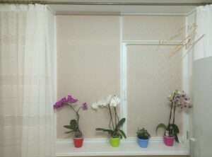 Рулонные шторы на кухне с тканью Woda T 1839 Beige