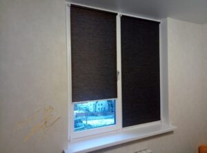 Рулонные шторы в комнате с тканью Natural Wenge 5105