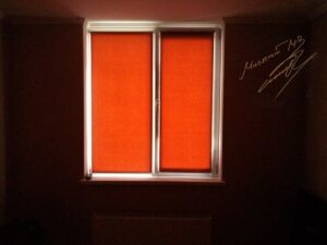 Рулонные шторы в спальне с тканью Luminis 210 Cacao